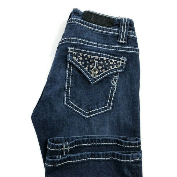 Vigoss Denim - Vigoss Bootcut Embellished Blue Stretch Jeans